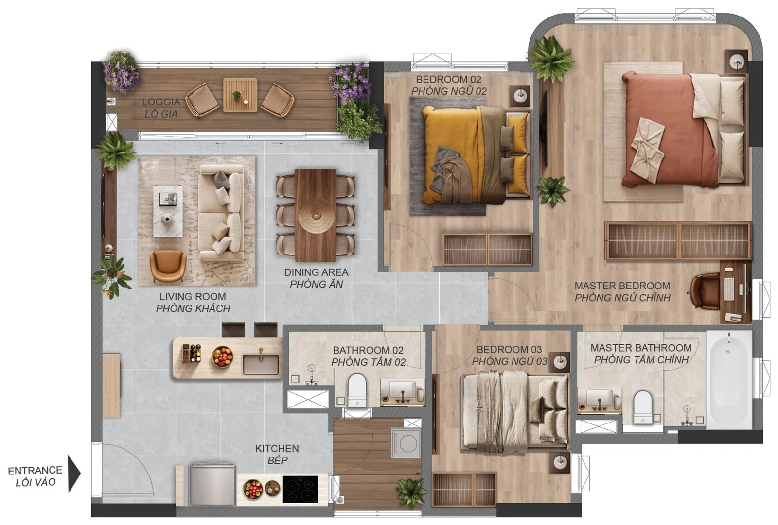 Norton Park 20 Mặt bằng căn hộ 3 phòng ngủ Norton Park – mã C4.1a