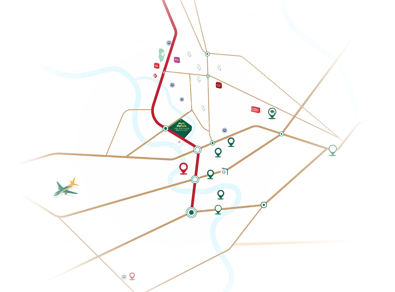 Bản đồ vị trí và các kết nối The Emerald Boulevard
