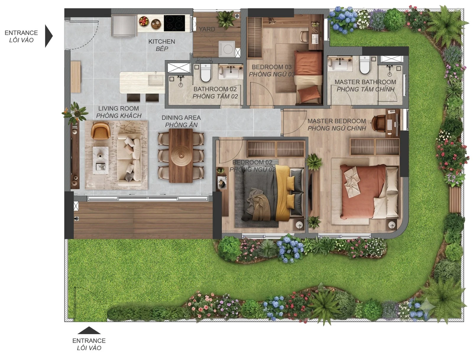 Norton Park 21 Mặt bằng căn hộ sân vườn Norton Park – mã C3.1c.PES