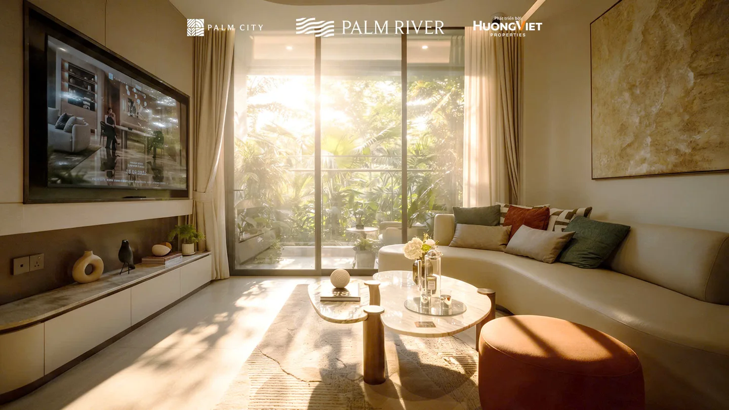 Phối cảnh Phòng khách 2 phòng ngủ Palm River