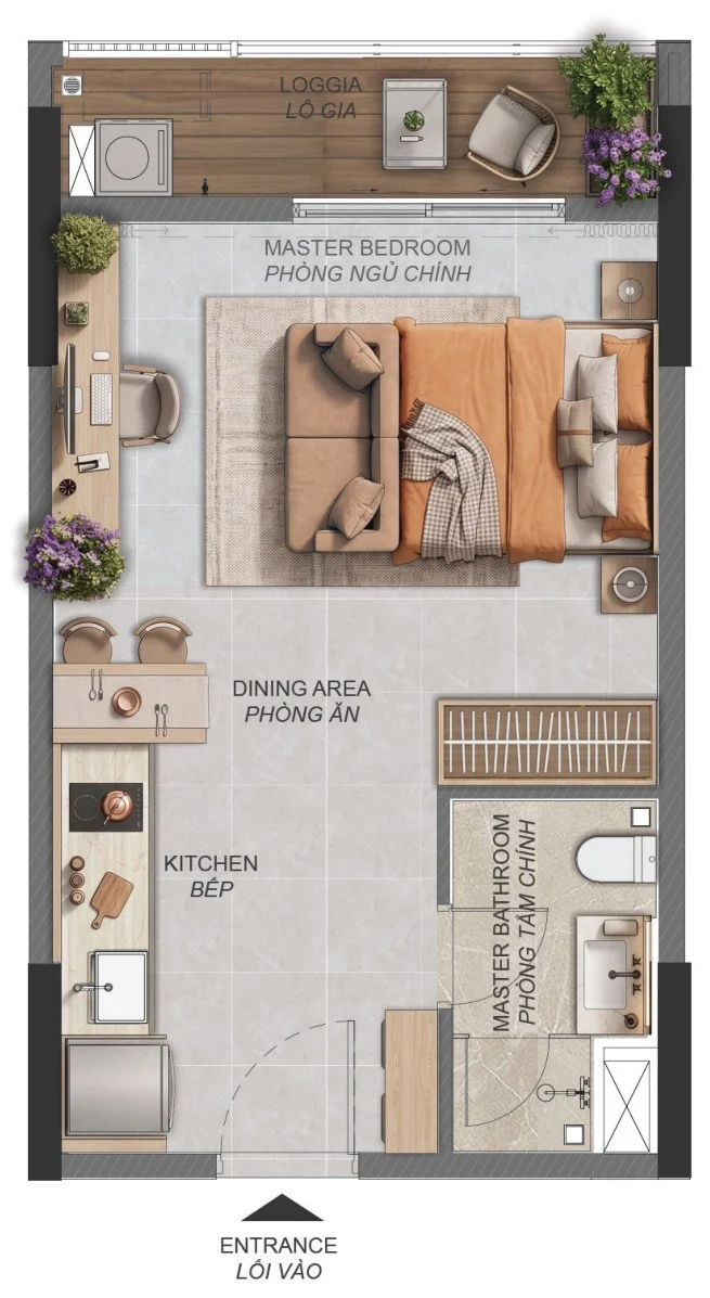 Norton Park 16 Mặt bằng căn Studio Norton Park – mã ST1.1a